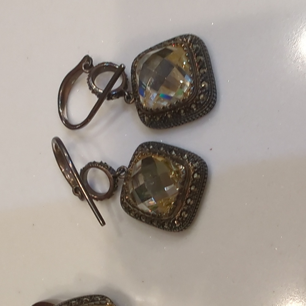 MARC STERLING SILVER AND 14 KARAT YELLOW GOLD SET WITH SWAROVSKI MARCASITE